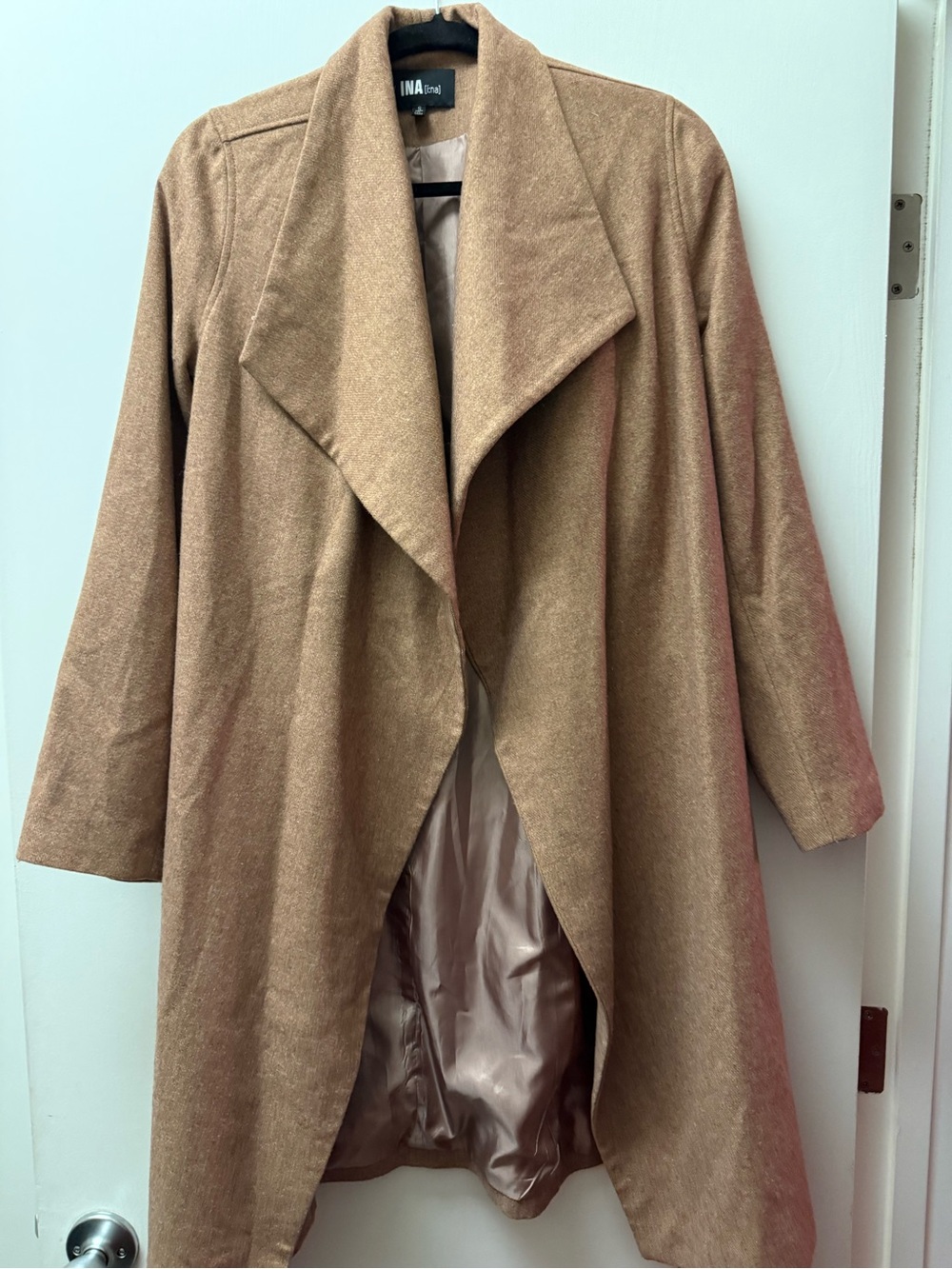 Ina Tan Open-Front Draped Trench Coat